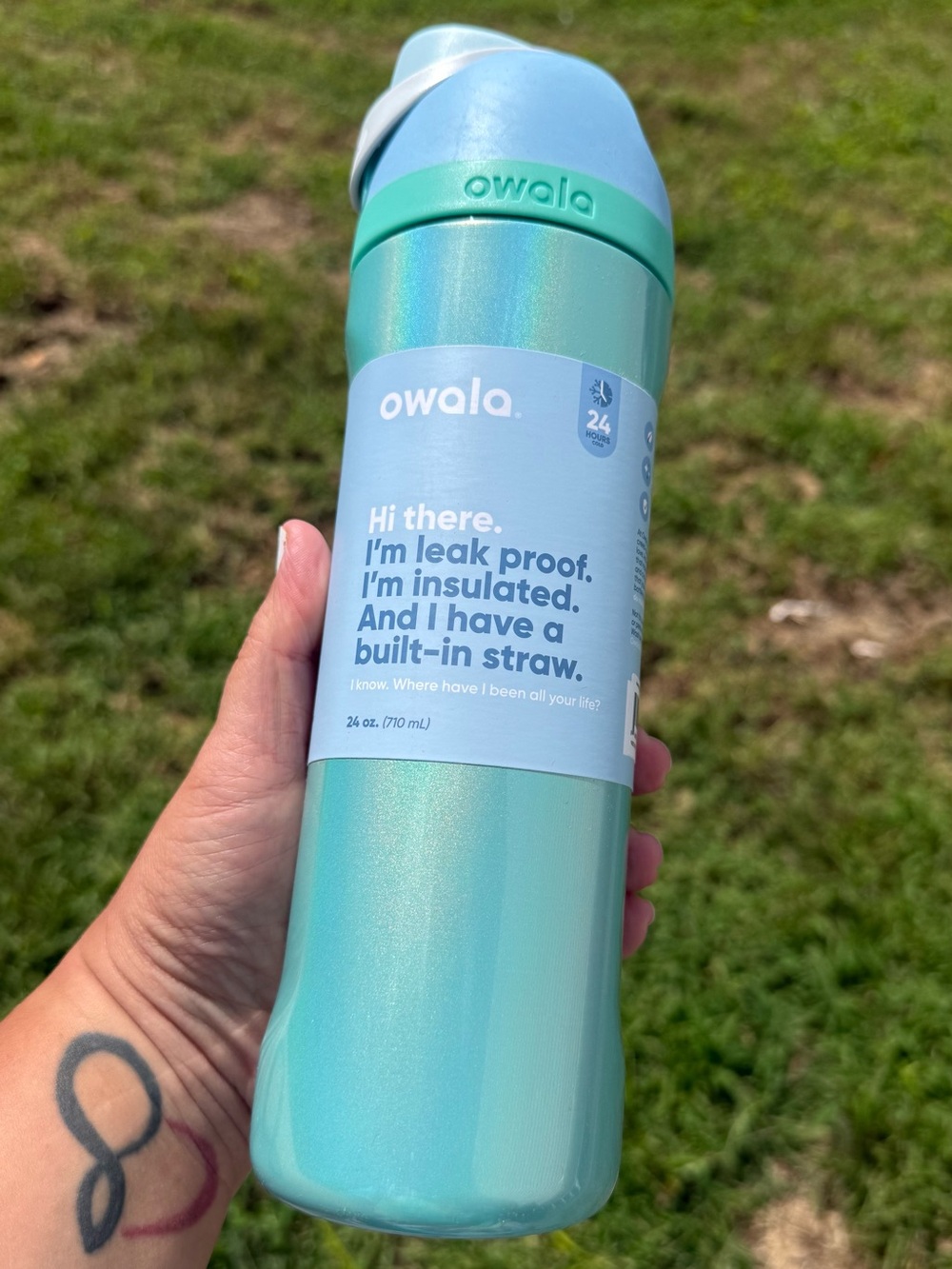 24oz Owala Insulated Leak-Proof Straw Bottle - Shimmery Morning Dew